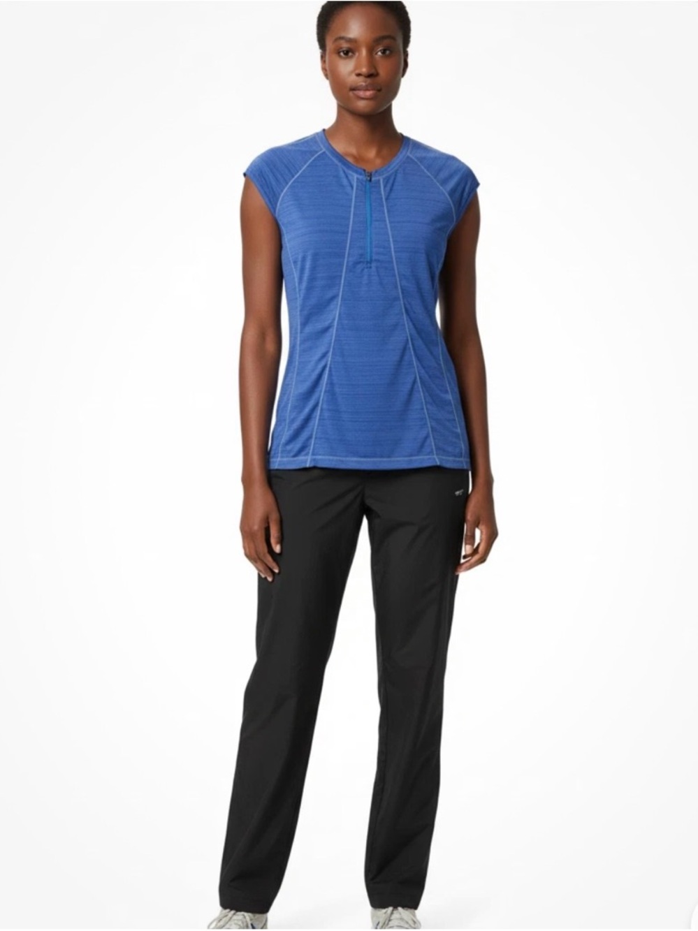 Athleta Electric Blue Zip-Front Performance Top size Medium Women Activewear